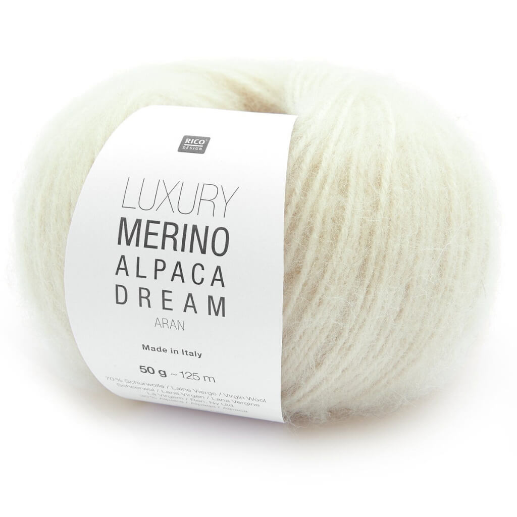 Rico Design Luxury Merino Alpaca Dream aran, Farbe 001 Creme – Alpaka und Schurwolle bei Lieblingsgarn