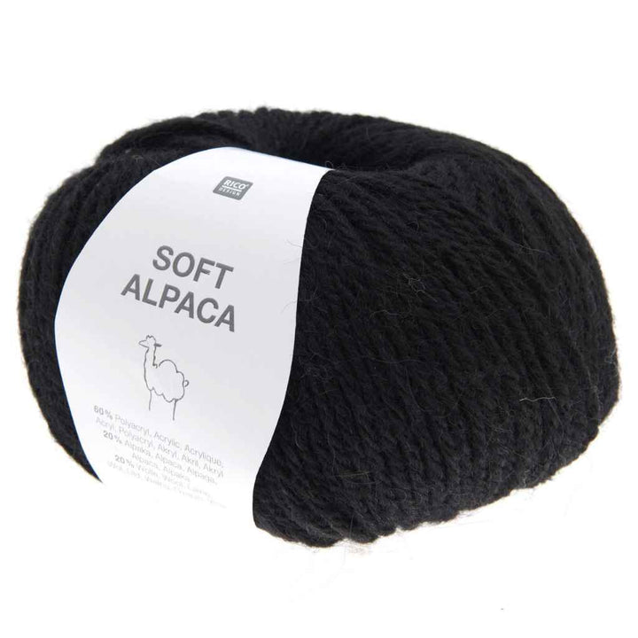 Rico Design Soft Alpaca, Farbe 014 Schwarz – Alpaka, Schurwolle und Synthetik bei Lieblingsgarn
