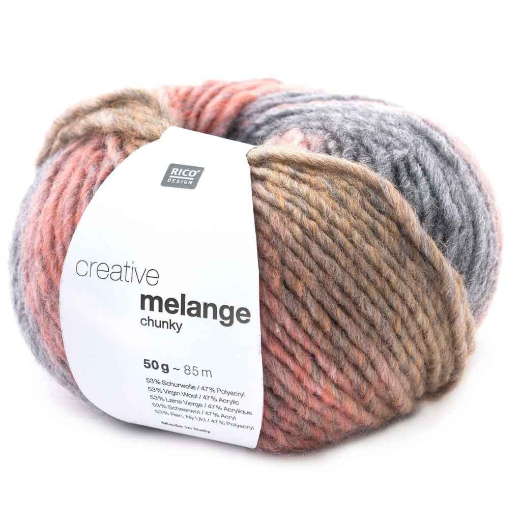 Rico Design Creative Melange Chunky 50g, Farbe Grau Rosa – Synthetik bei Lieblingsgarn