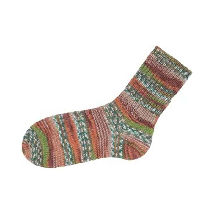 Gründl Hot Socks Lazise Sockenwolle, Farbe 07 tannenmoosgrün salatgrün rostbraun kürbis meliert bei Lieblingsgarn