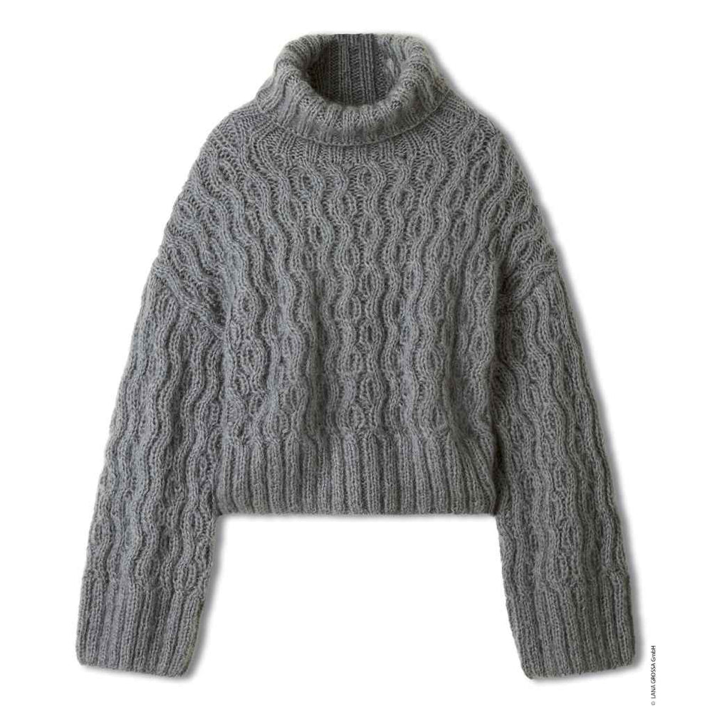 Lana Grossa Rollkragen Pullover mit Zopfmuster Strickanleitung – Bild 2 von 2 bei bei bei bei Lieblingsgarn