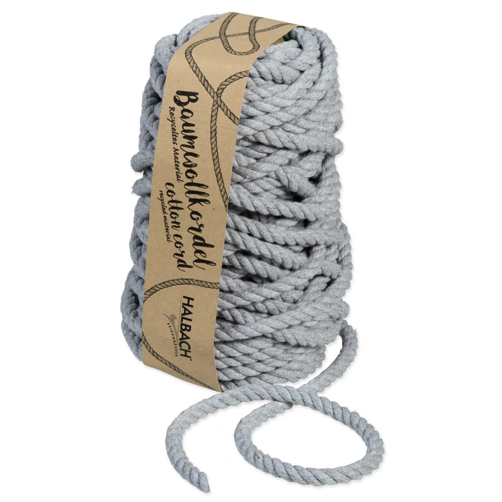 Halbach Makramee Garn 8 mm x 20 m, Farbe grey – Baumwolle bei Lieblingsgarn