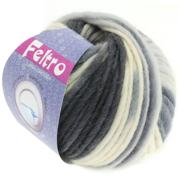 Lana Grossa 331 - Silber-/Mittel-/Dunkelgrau Lana Grossa Feltro Print 50g Lieblingsgarn