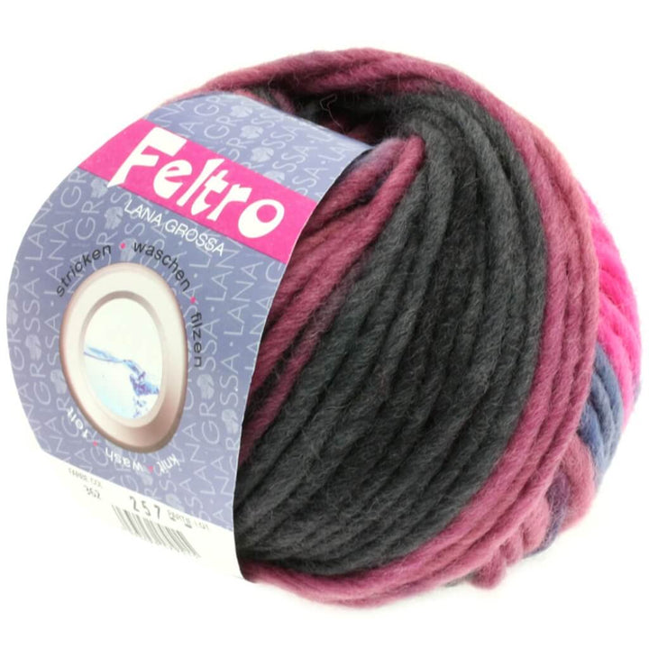 Lana Grossa 362 - Pink/Pflaume/Anthrazit/Beere Lana Grossa Feltro Print 50g Lieblingsgarn