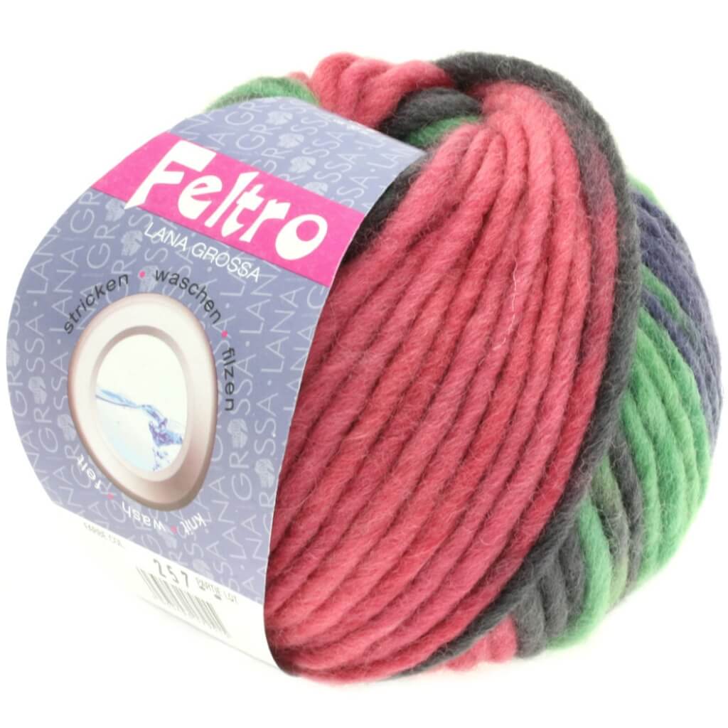 Lana Grossa 363 - Bordeaux/Grün/Blauviolett/Schiefer Lana Grossa Feltro Print 50g Lieblingsgarn