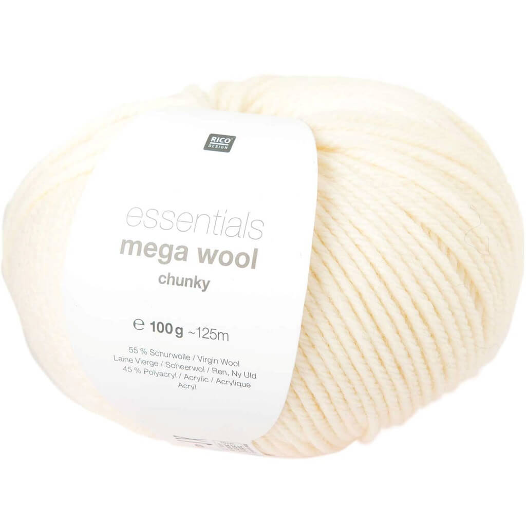 Rico Design 001 - Creme Rico Design Essentials Mega Wool Chunky 100g Lieblingsgarn