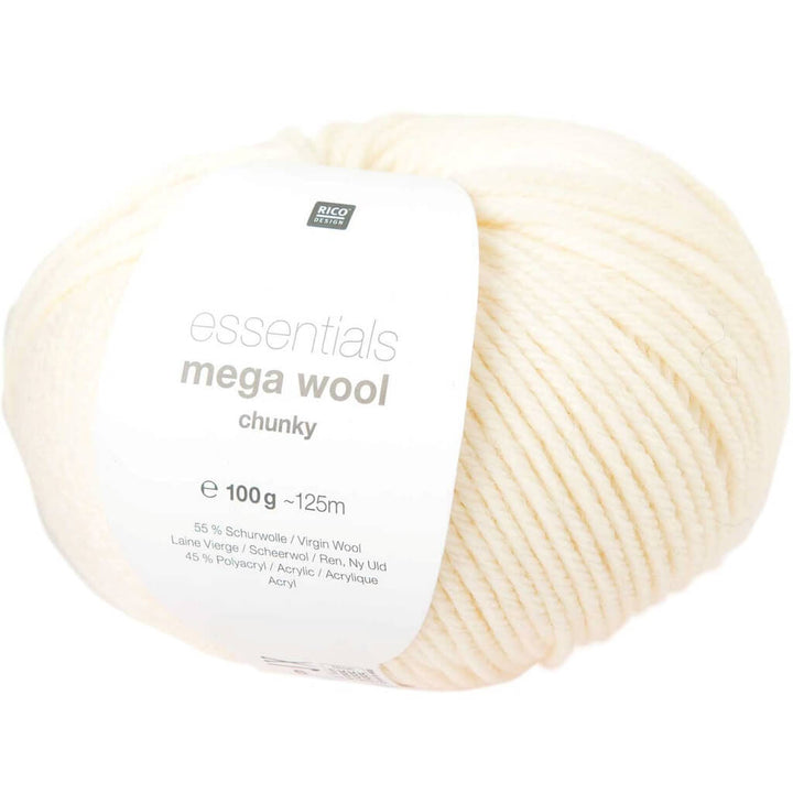 Rico Design 001 - Creme Rico Design Essentials Mega Wool Chunky 100g Lieblingsgarn