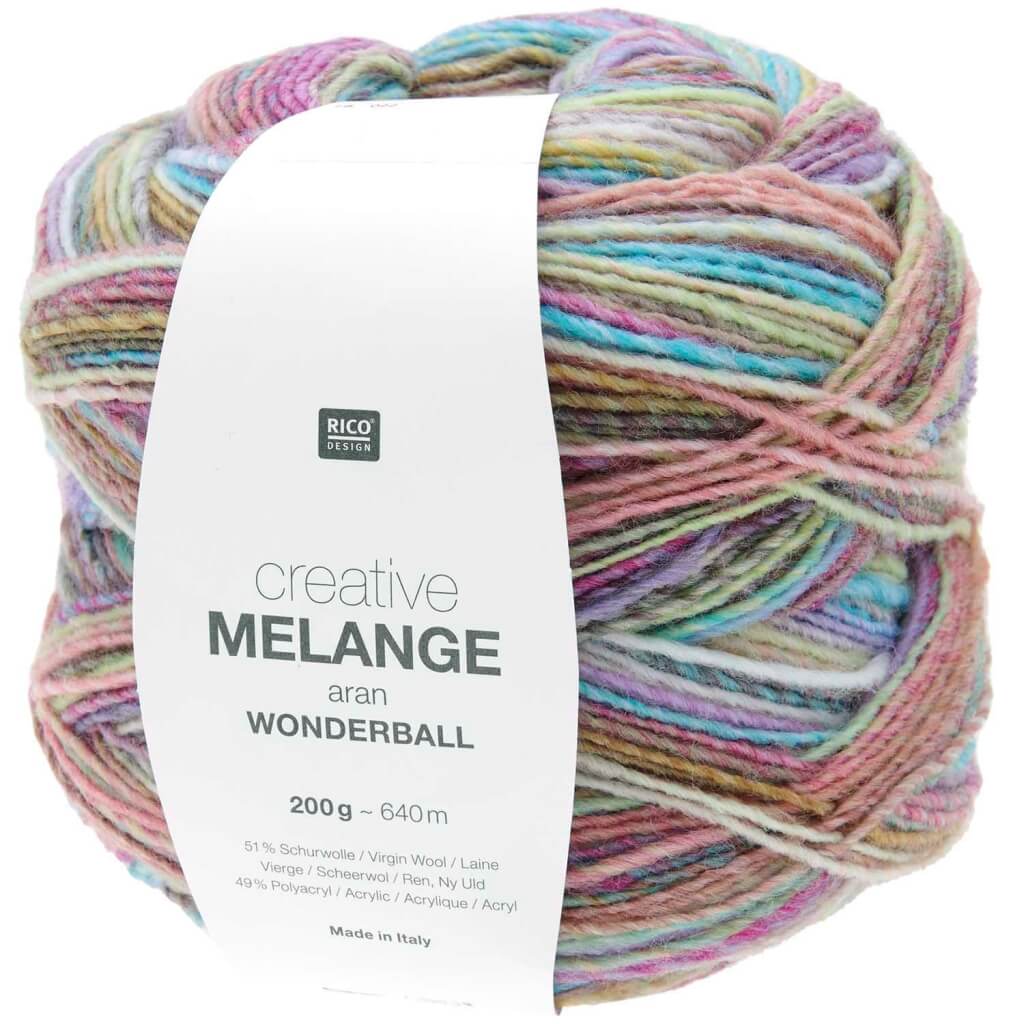 Rico Design Creative Melange Aran Wonderball 200g, Farbe 22 pastel – Acryl und Schurwolle bei Lieblingsgarn