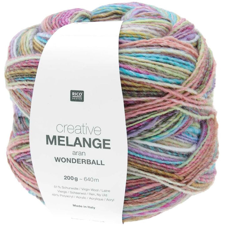 Rico Design Creative Melange Aran Wonderball 200g, Farbe 22 pastel – Acryl und Schurwolle bei Lieblingsgarn