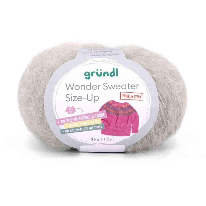 Gründl 02 -hellgrau Gründl Wonder Sweater Size-Up Wolle Lieblingsgarn