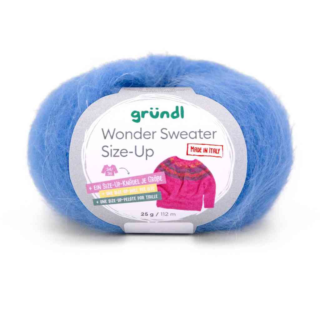 Gründl 03 -azurblau Gründl Wonder Sweater Size-Up Wolle Lieblingsgarn