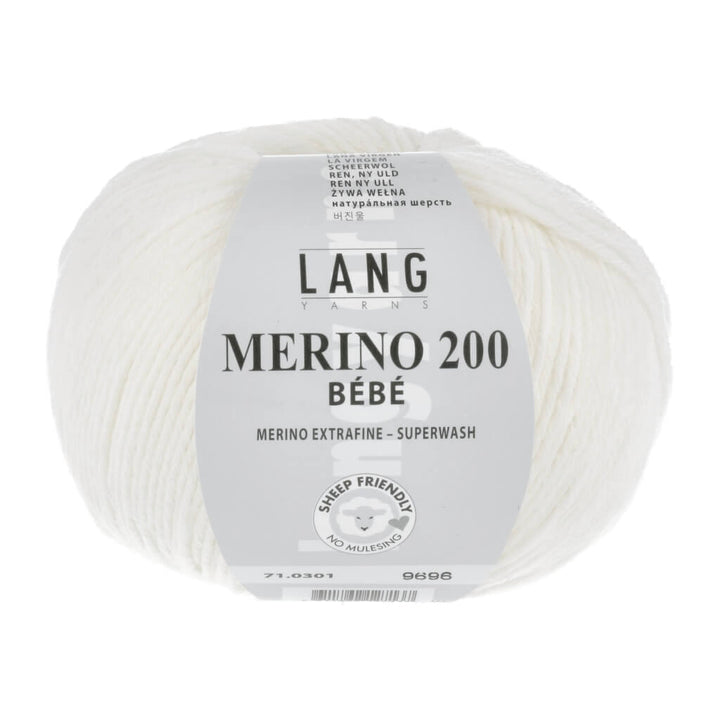 Lang Yarns 71.0301 - Weiss Lang Yarns Merino 200 Bebe - 50g Lieblingsgarn