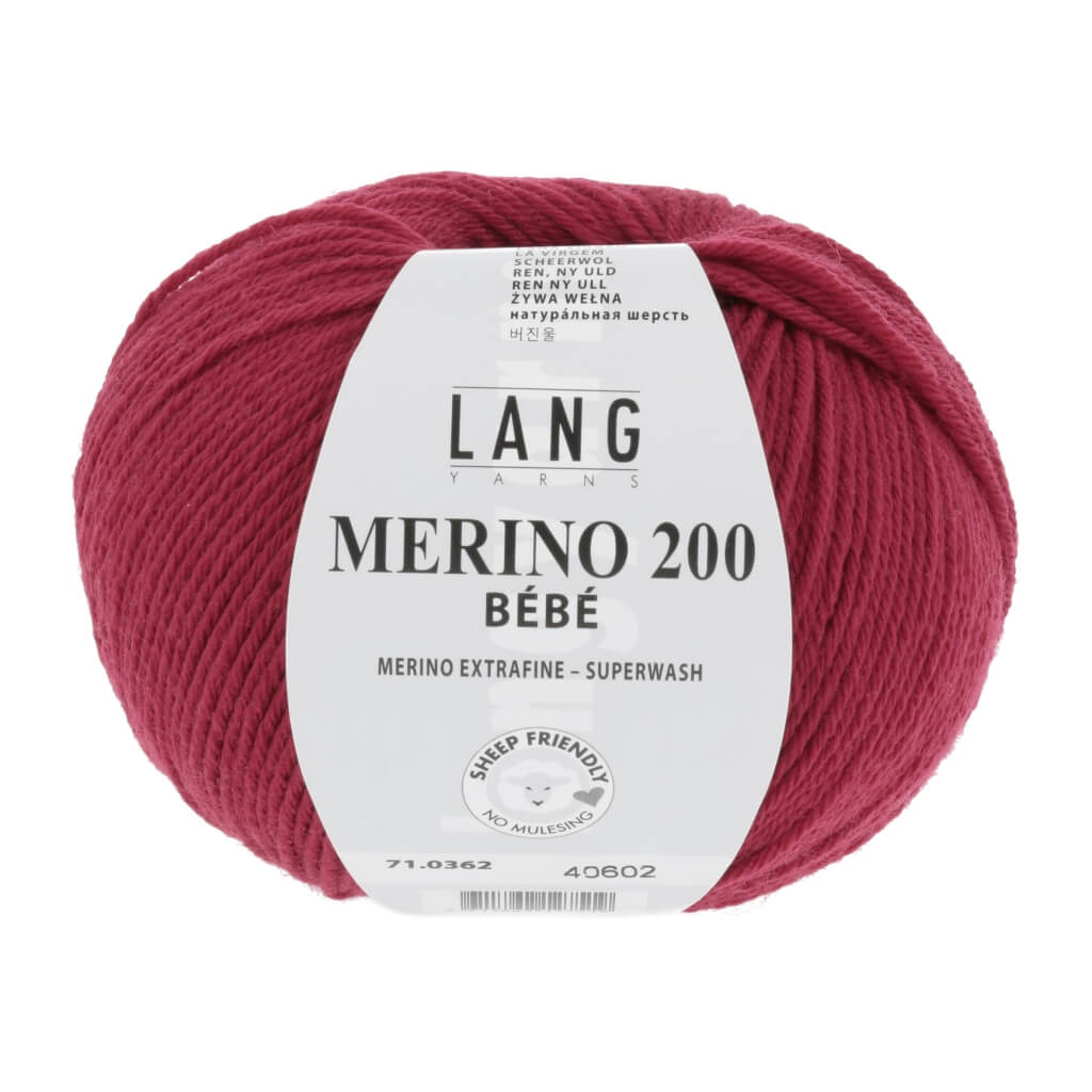 Lang Yarns 71.0362 - Weinrot Lang Yarns Merino 200 Bebe - 50g Lieblingsgarn