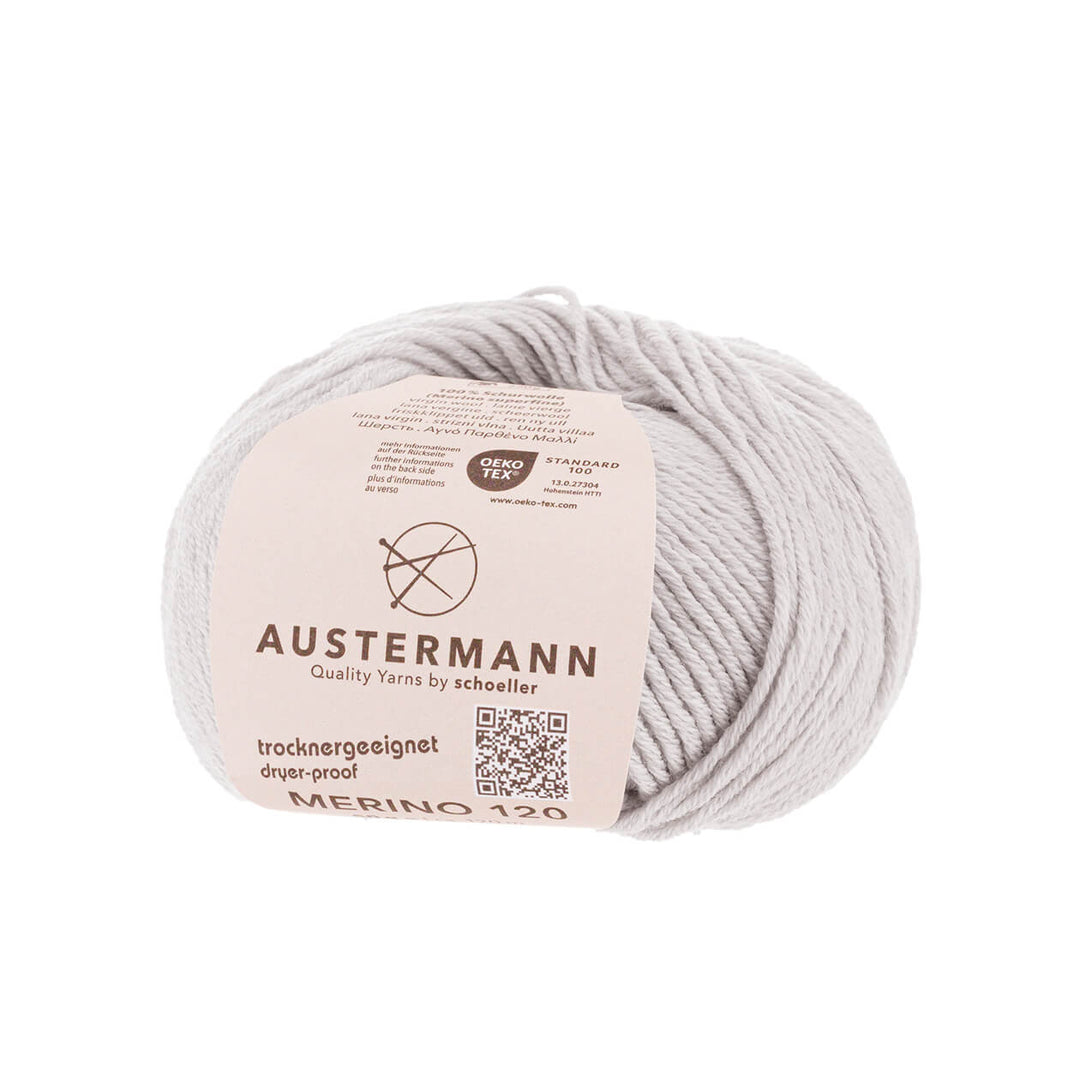 Austermann Merino 120, Farbe 128 Hellgrau – Merino und Schurwolle bei Lieblingsgarn