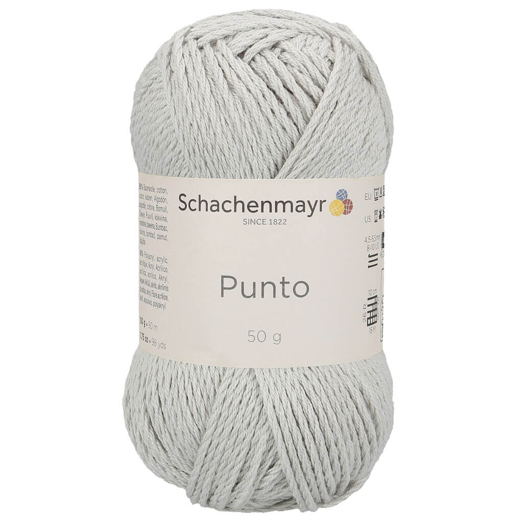 Schachenmayr Punto 50g - Aran Wolle, Farbe 90 Hellgrau meliert – Baumwolle und Polyacryl bei Lieblingsgarn