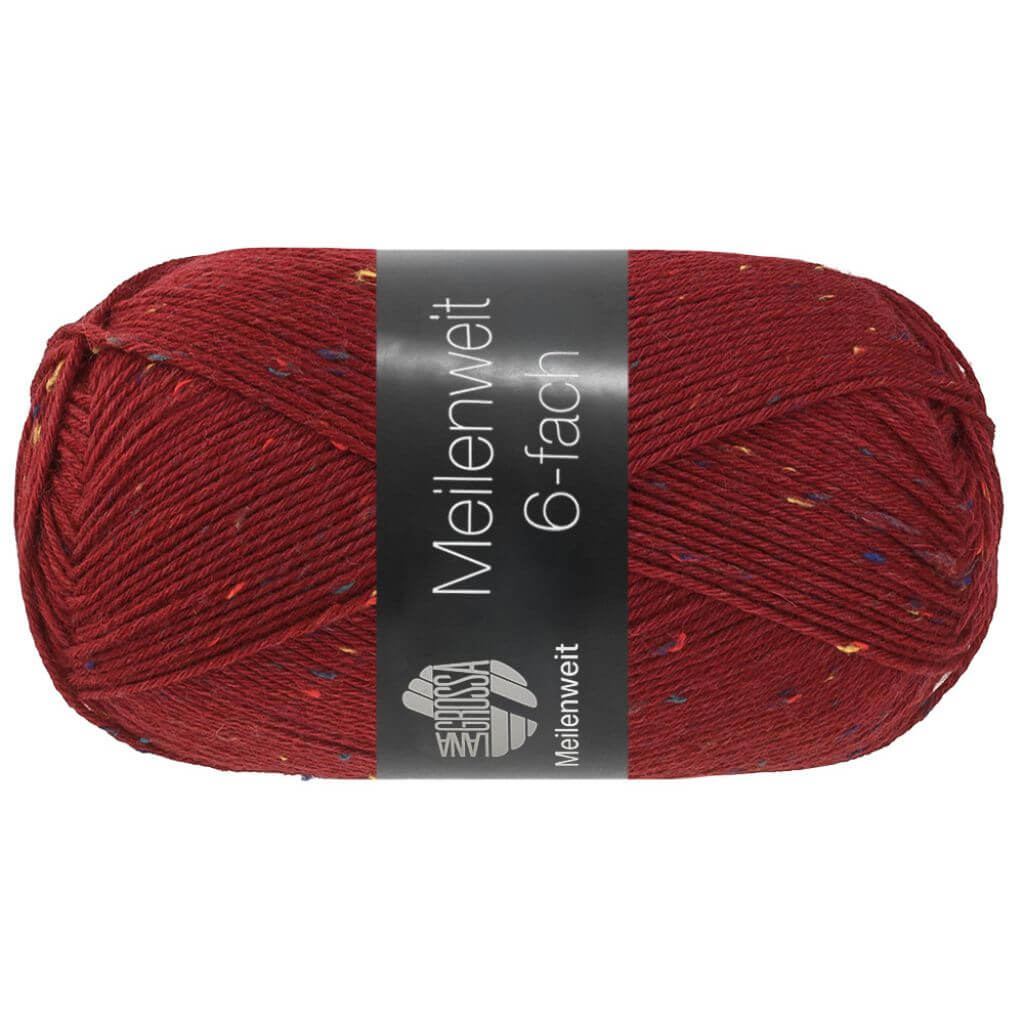 Lana Grossa Meilenweit 6-fach Tweed, Farbe 9863 Weinrot – Schurwolle und Synthetik bei Lieblingsgarn