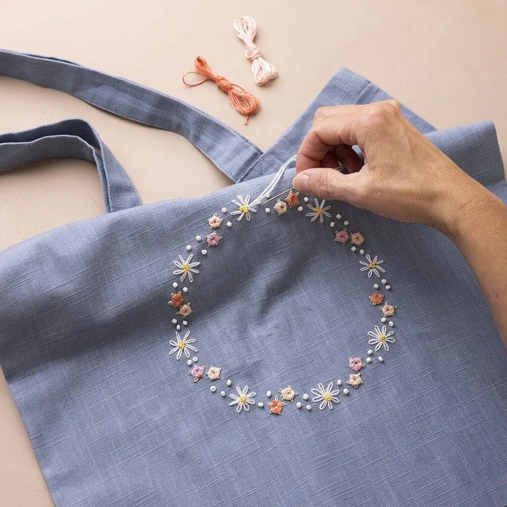 Creativ Company Stickset Einkaufstasche Taubenblau bei bei bei bei bei bei bei bei bei bei bei bei bei Lieblingsgarn