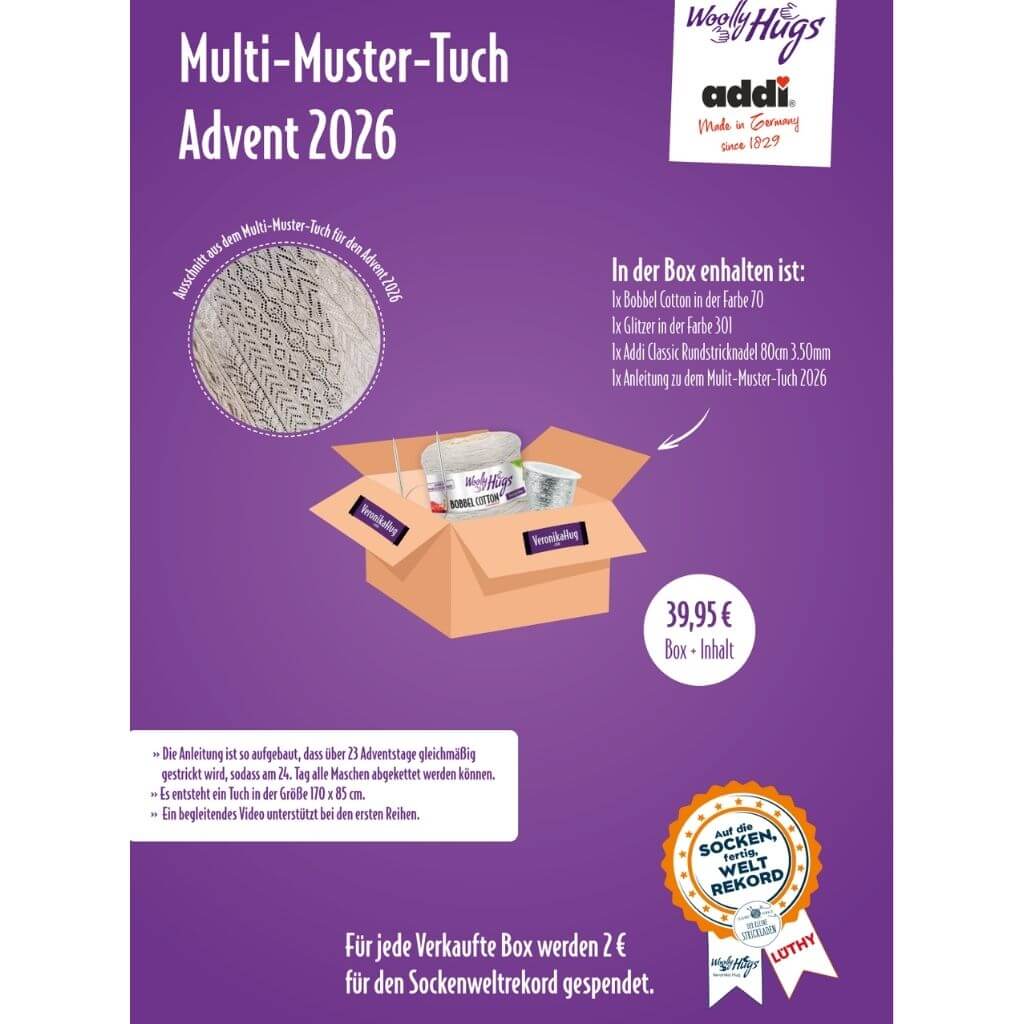 Woolly Hugs Box Multi-Muster-Tuch Advent 2026 – Bild 2 von 3 bei bei Lieblingsgarn