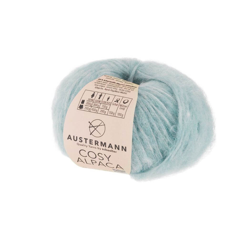 Austermann Cosy Alpaca, Farbe 7 eisblau – Alpaka, Baumwolle und Schurwolle bei Lieblingsgarn