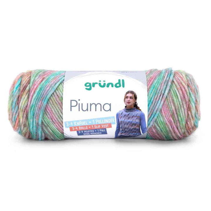 Gründl 05 -flieder-aqua-himbeer-grasgrün Gründl Piuma Wolle Lieblingsgarn