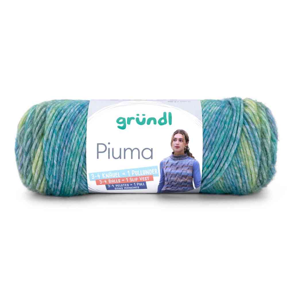 Gründl 09 -grasgrün-limette-tintenblau-blaugrün Gründl Piuma Wolle Lieblingsgarn