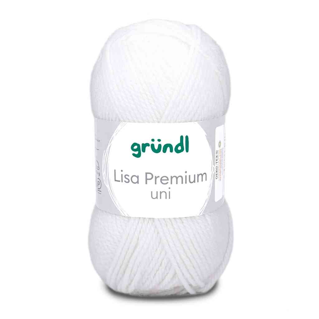 Gründl Lisa Premium Uni, Farbe 01  weiß – Synthetik bei Lieblingsgarn