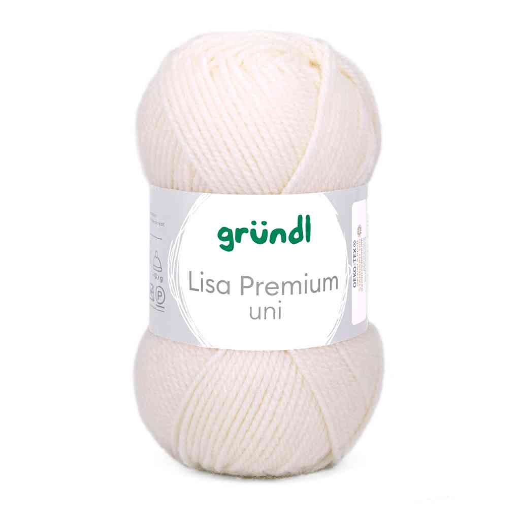 Gründl Lisa Premium Uni, Farbe 02  creme – Synthetik bei Lieblingsgarn