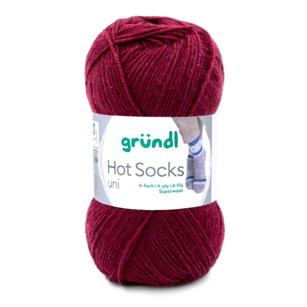 Gründl 19 -bordeaux Gründl Hot Socks uni 50 Sockenwolle Lieblingsgarn