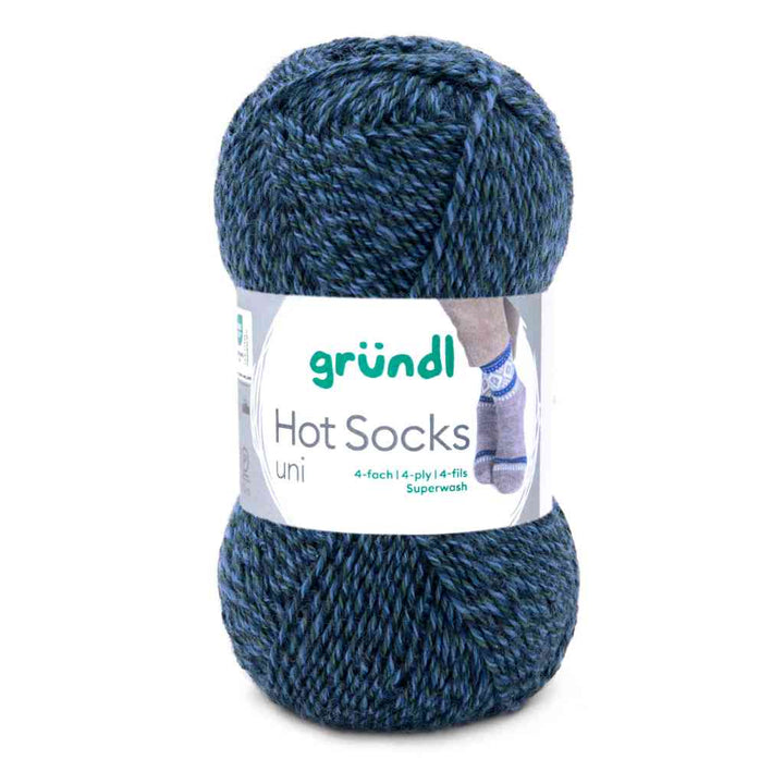 Gründl Hot Socks uni 50 Sockenwolle, Farbe 23  blau grün meliert – Schurwolle und Synthetik bei Lieblingsgarn