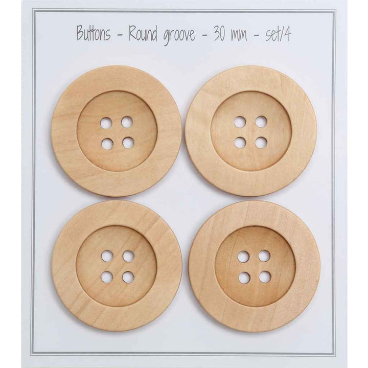 Go handmade Wooden buttons - Round groove - D21 mm - set/8