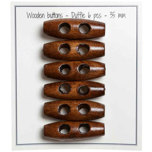 Go handmade Wooden buttons duffle, 30mm, set of 6 pcs.