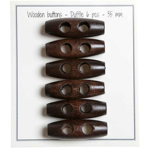 Go handmade Wooden buttons duffle, 30mm, set of 6 pcs.
