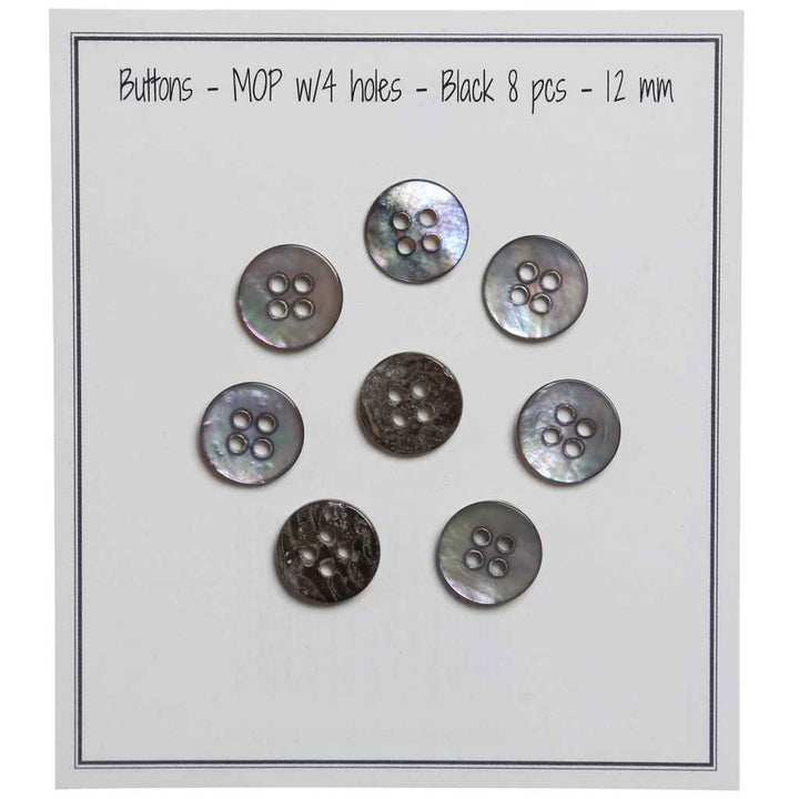 Go handmade Pearl buttons MOP 12mm 4 holes, set of 8 pcs.