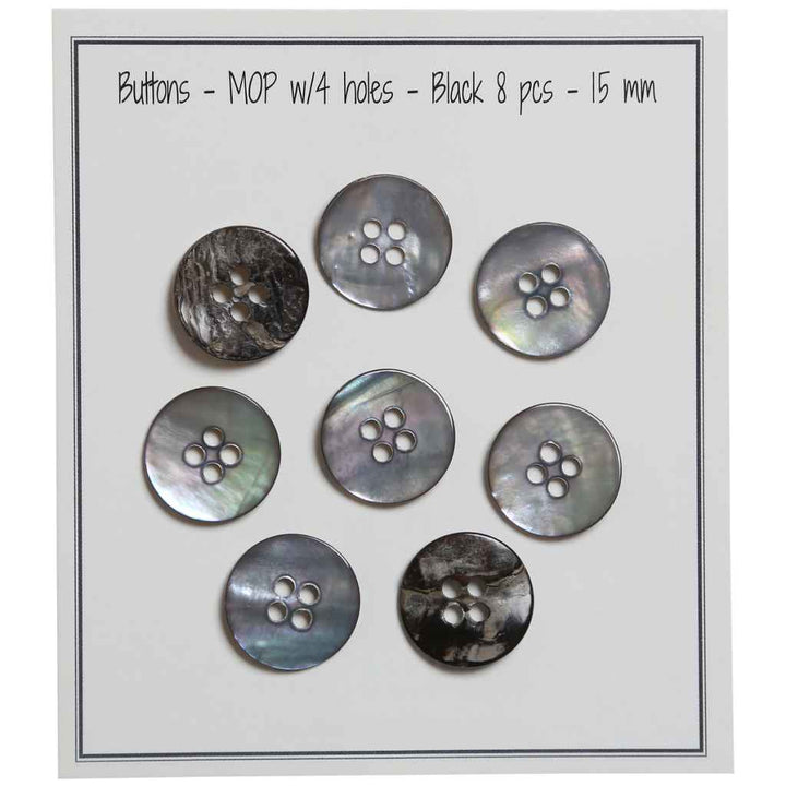 Go handmade Pearl buttons MOP 12mm 4 holes, set of 8 pcs.