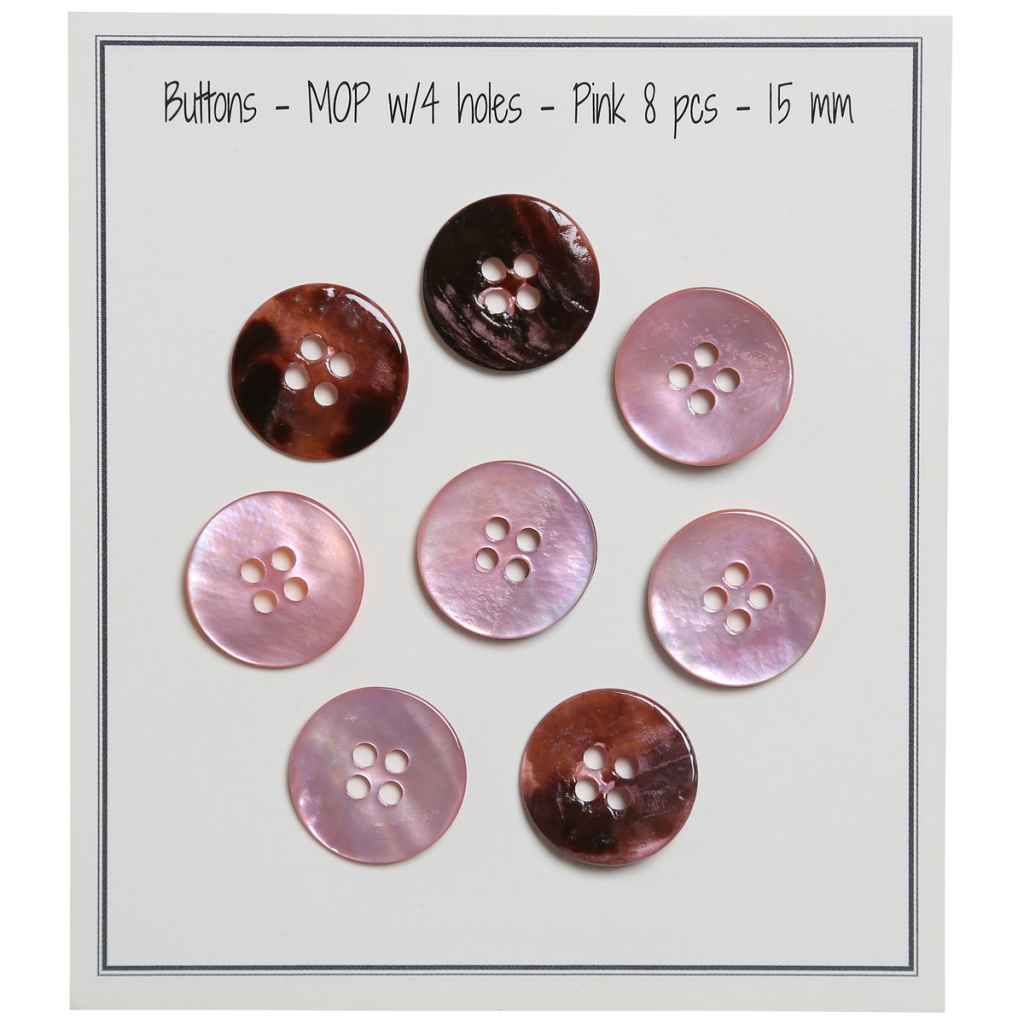 Go handmade Pearl buttons MOP 12mm 4 holes, set of 8 pcs.