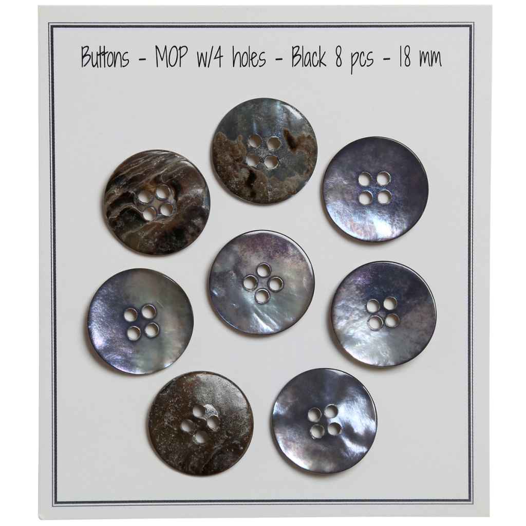 Go handmade Pearl buttons MOP 12mm 4 holes, set of 8 pcs.