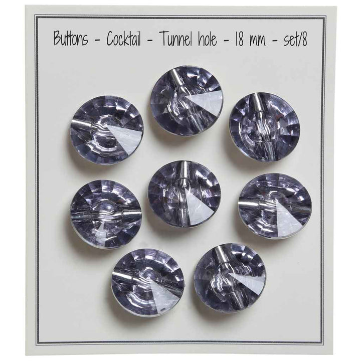 Go handmade Buttons Cocktail, 18mm tunnel hole, set of 8 pcs.