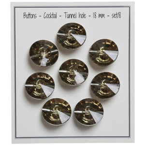 Go handmade Buttons Cocktail, 18mm tunnel hole, set of 8 pcs.