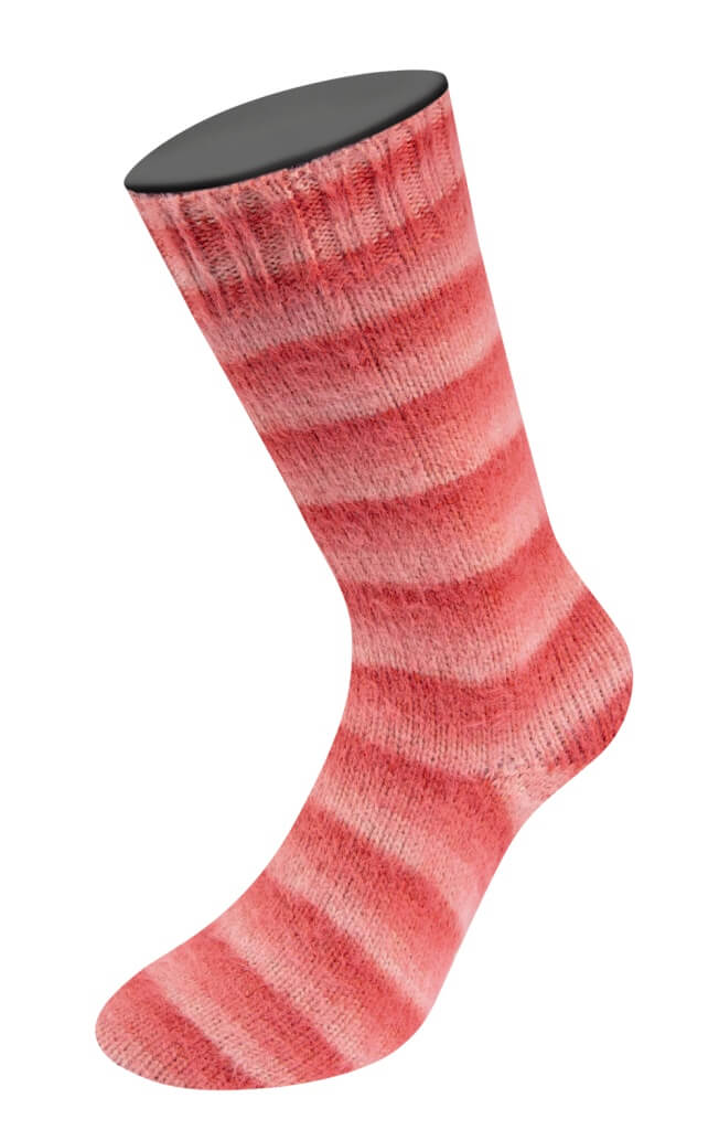 Lana Grossa 113 - Lachs/-rot/Koralle Lana Grossa Cosy Socks Soft Stripes Lieblingsgarn