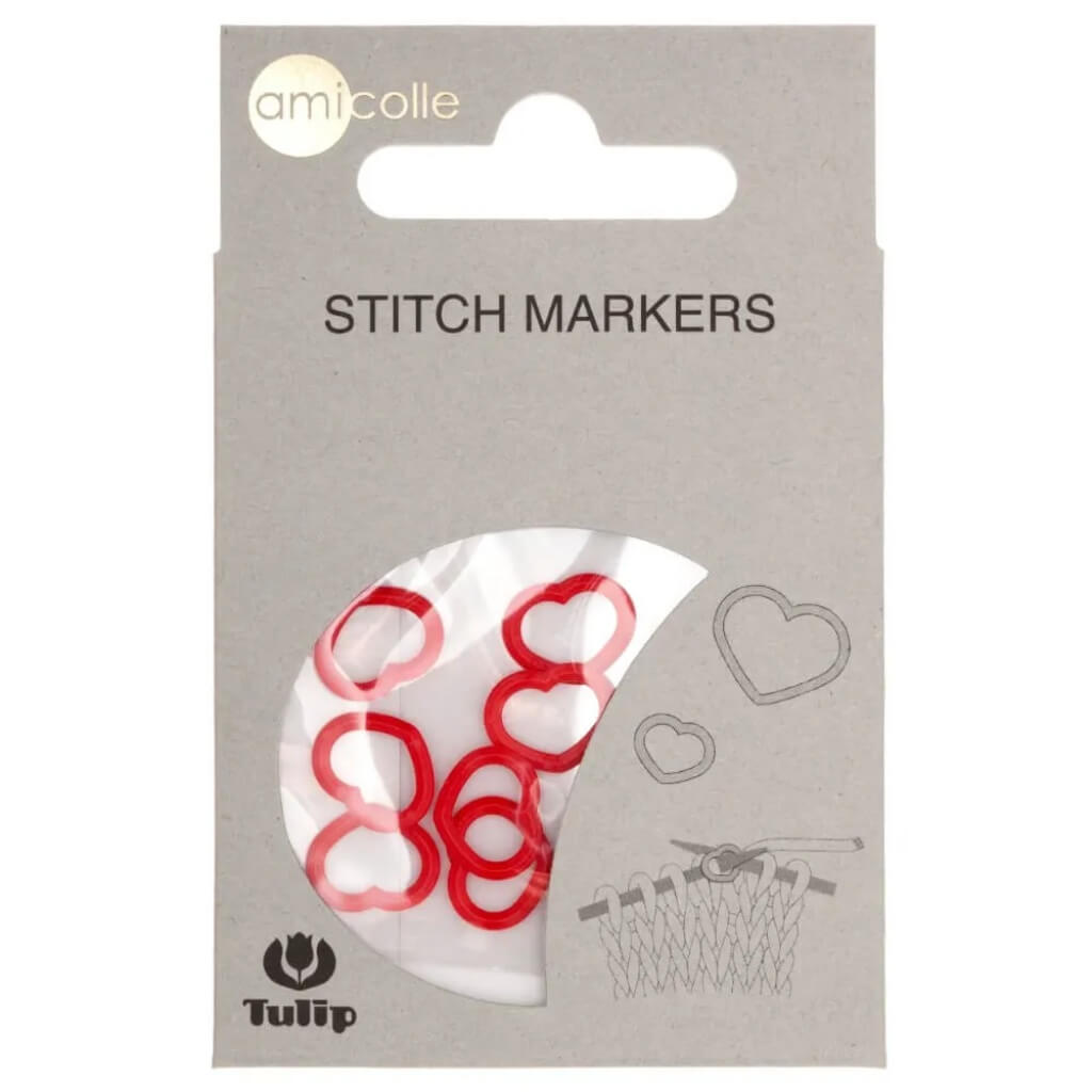 Tulip Maschenmarkierer Herz 7Stk., Farbe Rot – Kunststoff bei Lieblingsgarn