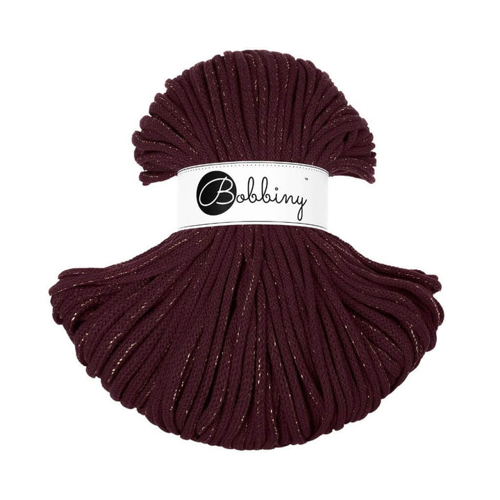 Bobbiny Makrameegarn Golden Burgundy Bobbiny Premium Kordel 5mm x 100 Meter Lieblingsgarn