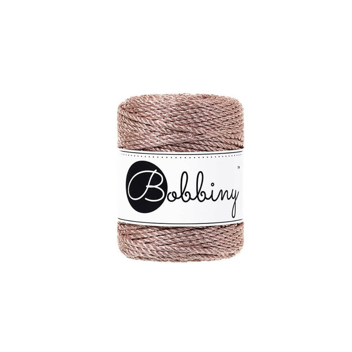 Bobbiny Rose Gold Bobbiny Metallic Makramee Garn 3 mm x 50 m gedreht Lieblingsgarn