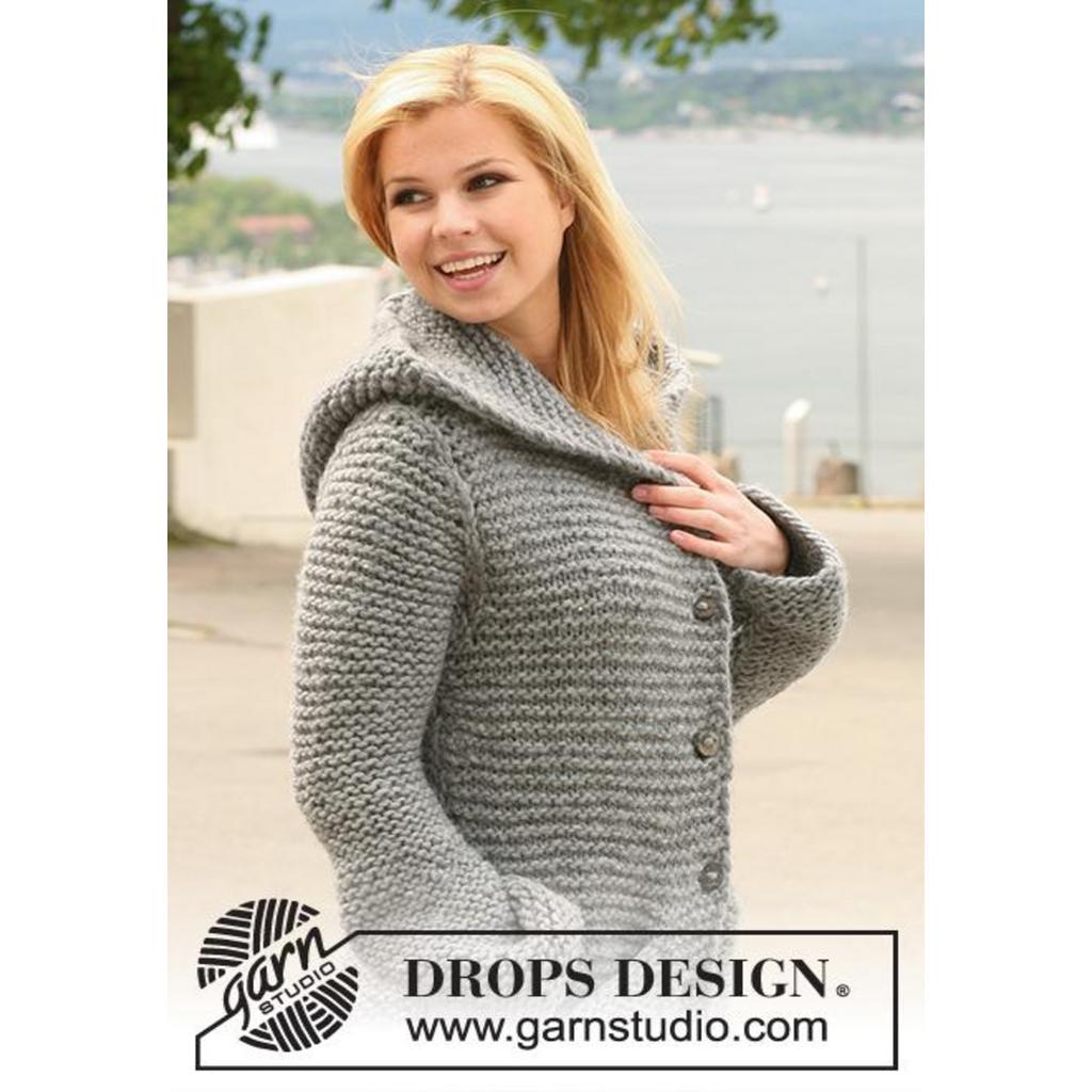 Jacke mit Kapuze im Krausrippenmuster Strickanleitung - Drops Design (PDF) bei bei bei bei bei bei bei bei bei Lieblingsgarn