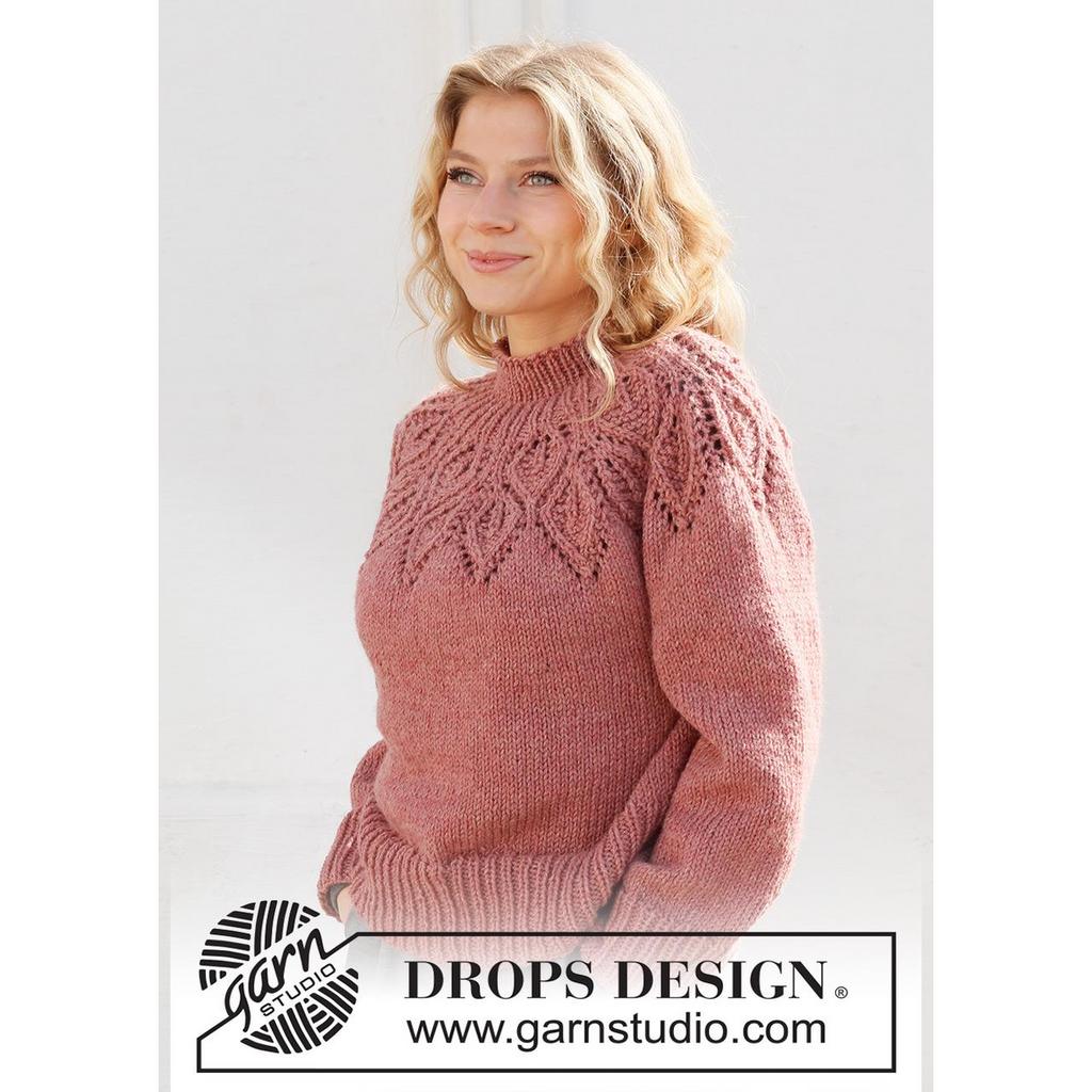 Pullover mit Blattmuster-Passe Strickanleitung - Drops Design (PDF) bei bei bei bei bei bei bei bei bei bei Lieblingsgarn