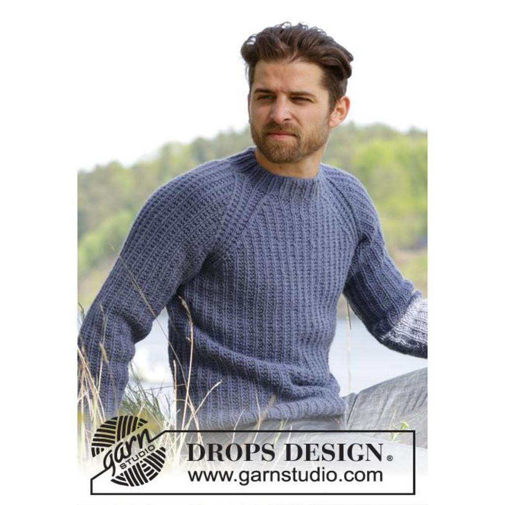 Twin River Herrenpullover mit Raglanärmeln Strickanleitung - Drops Design (PDF) bei bei bei bei bei bei bei bei Lieblingsgarn