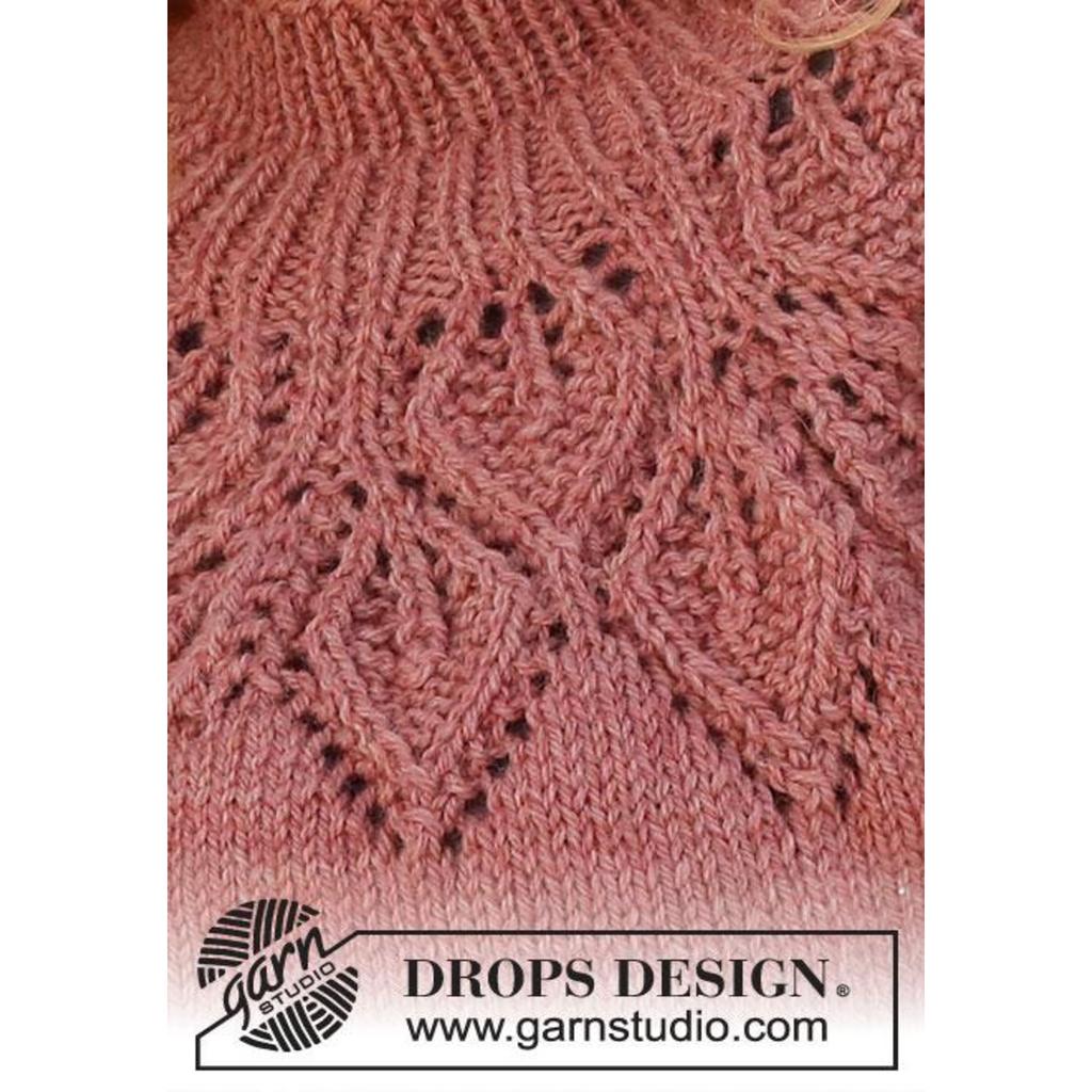Pullover mit Blattmuster-Passe Strickanleitung - Drops Design (PDF) bei bei bei bei bei bei bei bei bei bei Lieblingsgarn