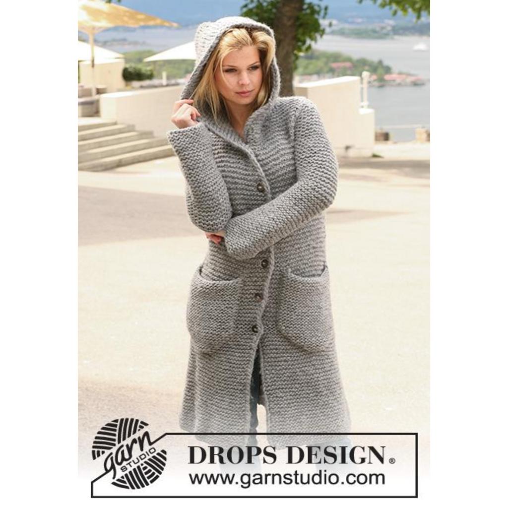 Jacke mit Kapuze im Krausrippenmuster Strickanleitung - Drops Design (PDF) bei bei bei bei bei bei bei bei bei Lieblingsgarn