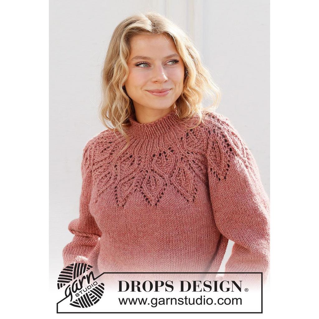Pullover mit Blattmuster-Passe Strickanleitung - Drops Design (PDF) bei bei bei bei bei bei bei bei bei bei Lieblingsgarn
