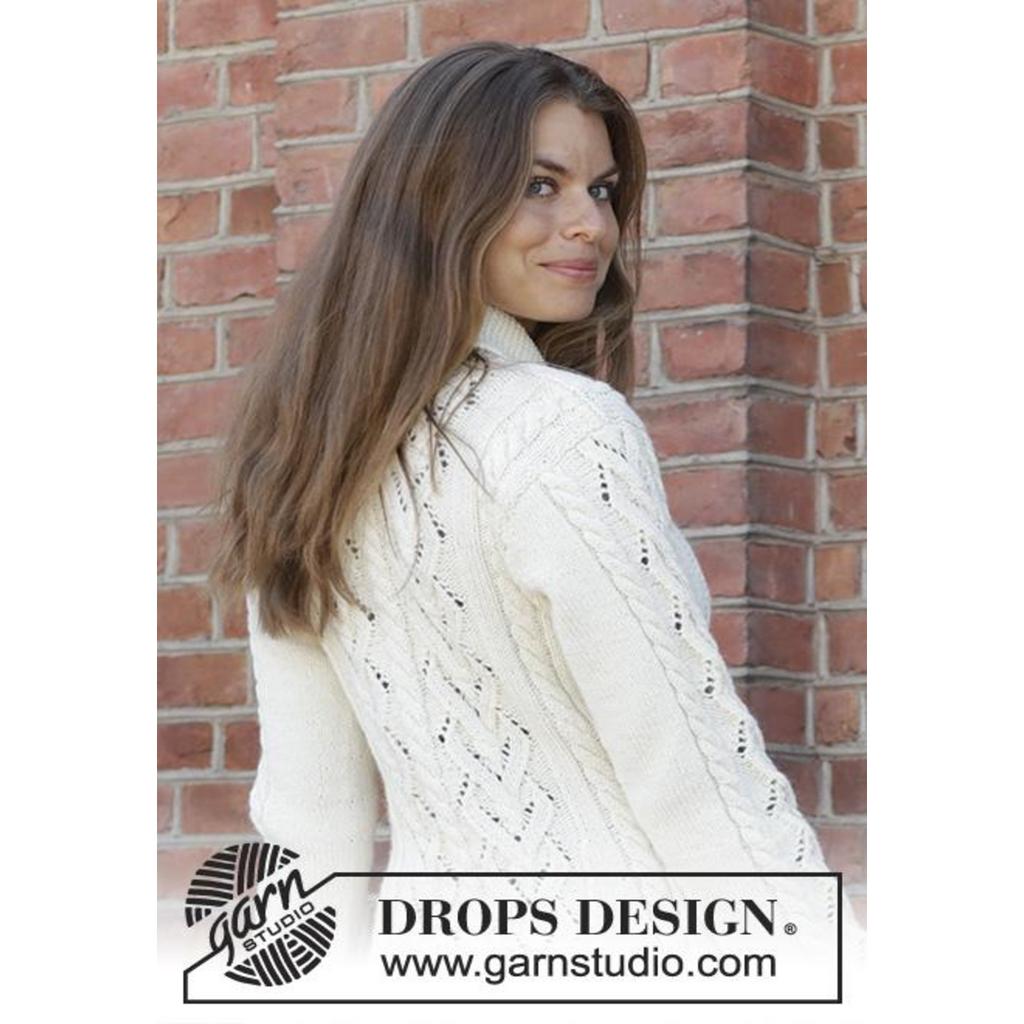 Ice Dancer Taillierte Strickjacke mit Schalkragen Strickanleitung - Drops Design (PDF) bei bei bei bei bei Lieblingsgarn
