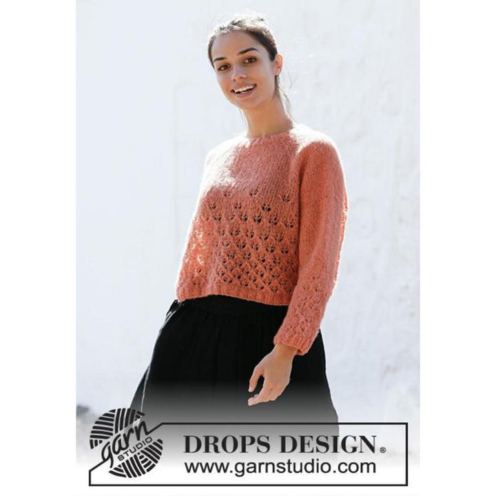 Pullover mit Raglan und Lochmuster Strickanleitung - Drops Design (PDF) bei bei bei bei bei bei bei bei bei Lieblingsgarn